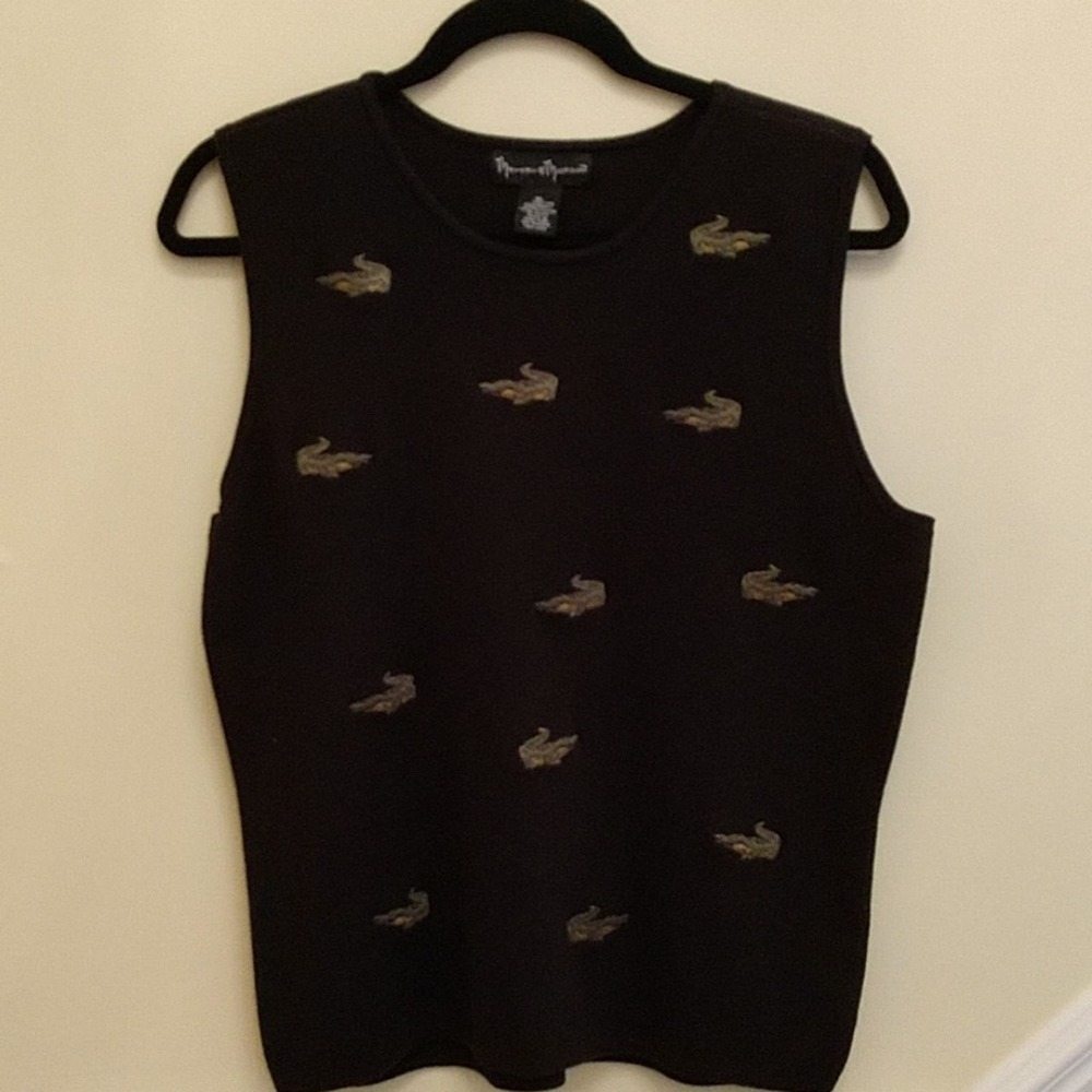 Mercer & Madison Black Gator Sleeveless Sweater size XL